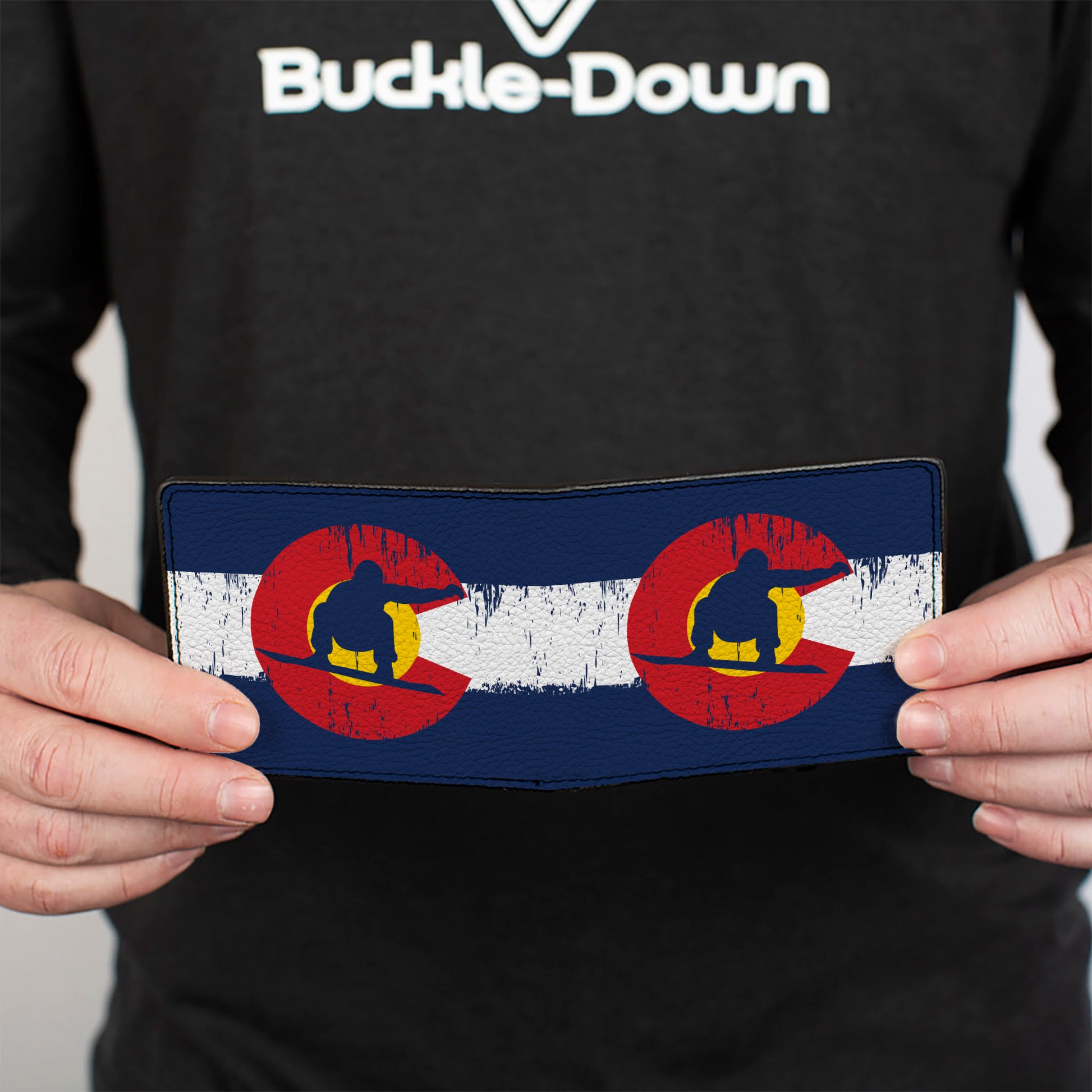 Bi-Fold Wallet - Colorado Flag Snowboarder Weathered Bi-Fold Wallets Buckle-Down