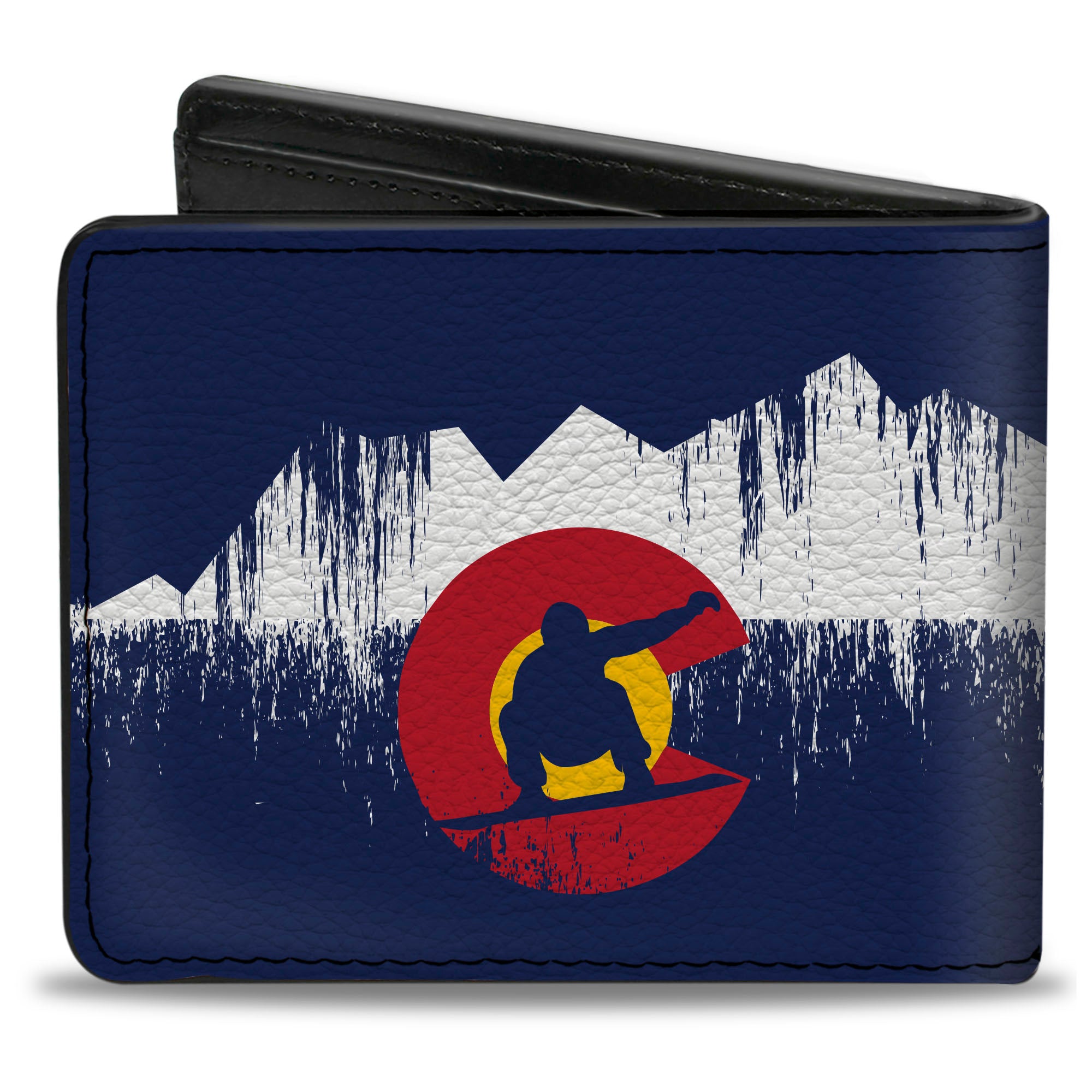 Bi-Fold Wallet - Colorado Snowboarder Snowy Mountains Weathered Bi-Fold Wallets Buckle-Down