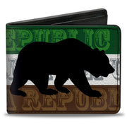 Bi-Fold Wallet - Cali Bear Silhouette & Star CALIFORNIA REPUBLIC Green White Brown Black Red Bi-Fold Wallets Buckle-Down