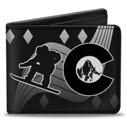 Bi-Fold Wallet - Colorado Skier Snowboarder Black White Grays Bi-Fold Wallets Buckle-Down