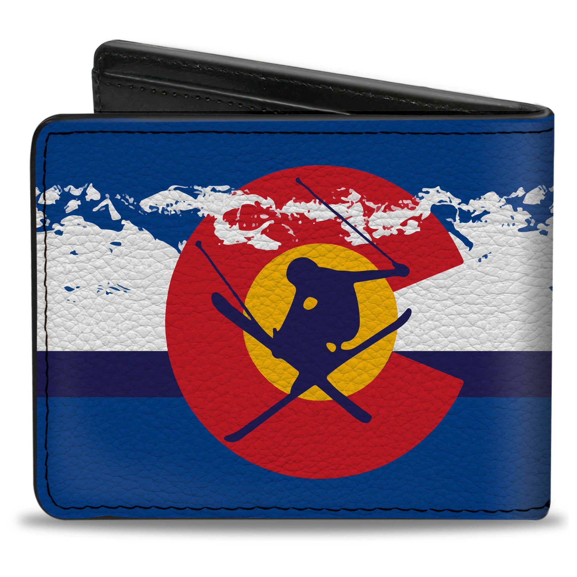 Bi-Fold Wallet - Colorado Skier4 Mountains Blues White Red Yellow Bi-Fold Wallets Buckle-Down