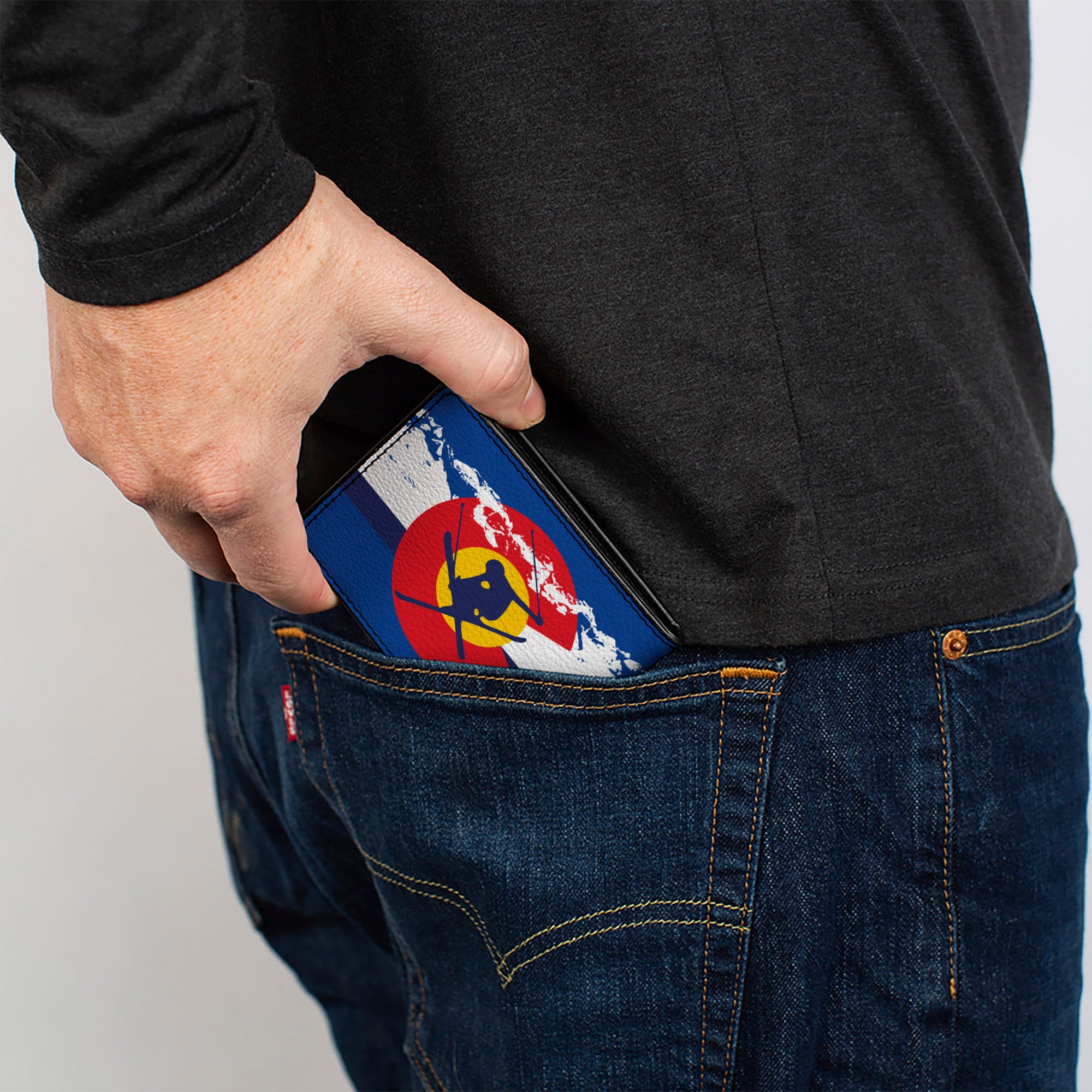 Bi-Fold Wallet - Colorado Skier4 Mountains Blues White Red Yellow Bi-Fold Wallets Buckle-Down