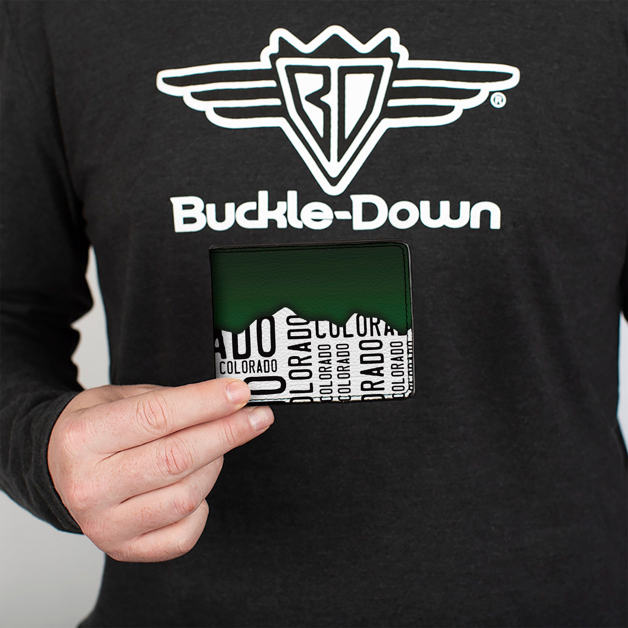 Bi-Fold Wallet - Colorado Mountains Green White Black Text Bi-Fold Wallets Buckle-Down