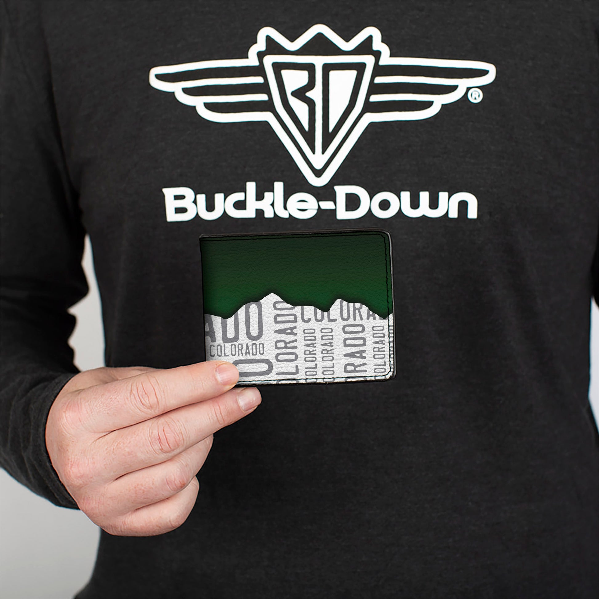 Bi-Fold Wallet - Colorado Mountains Green White Gray Text Bi-Fold Wallets Buckle-Down