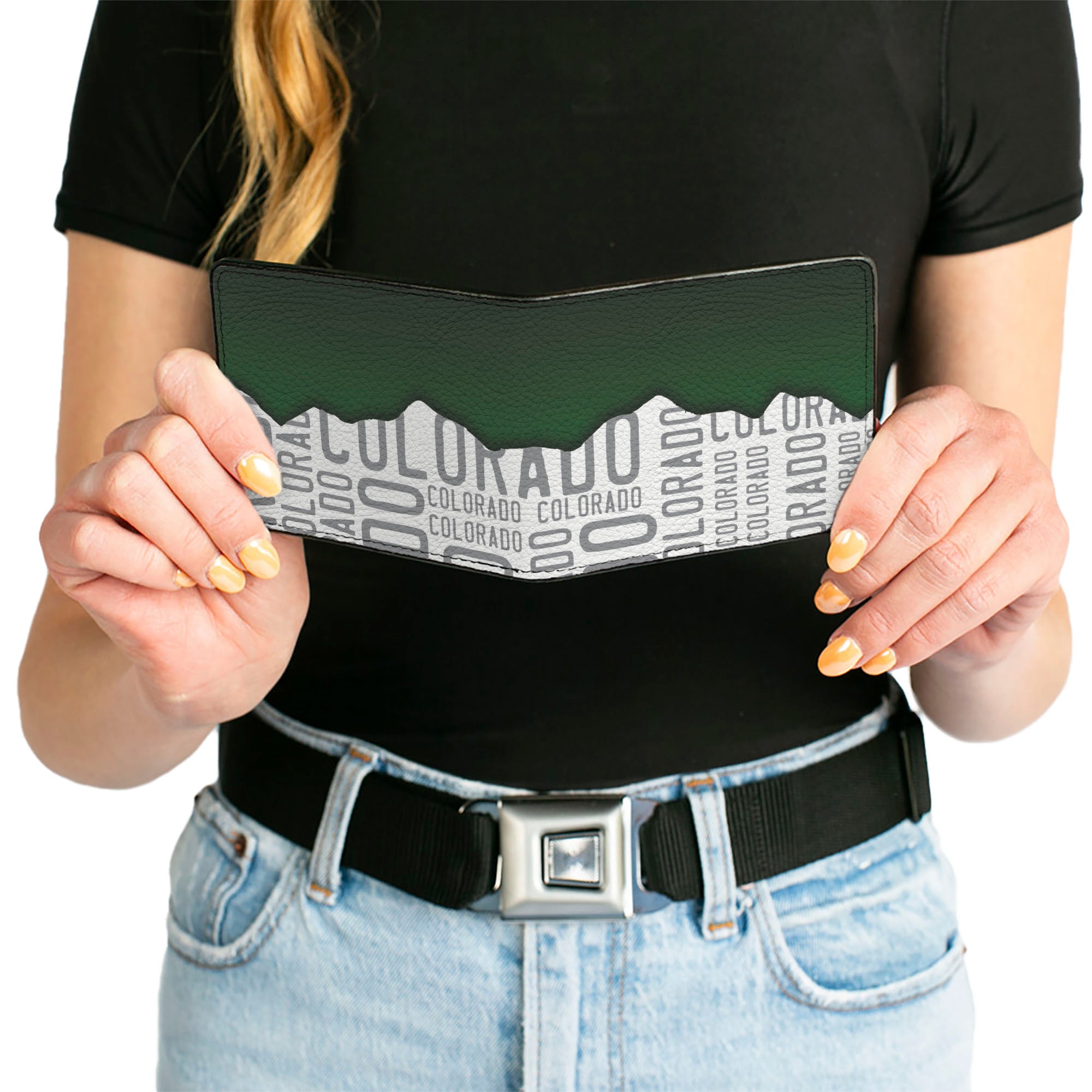 Bi-Fold Wallet - Colorado Mountains Green White Gray Text Bi-Fold Wallets Buckle-Down