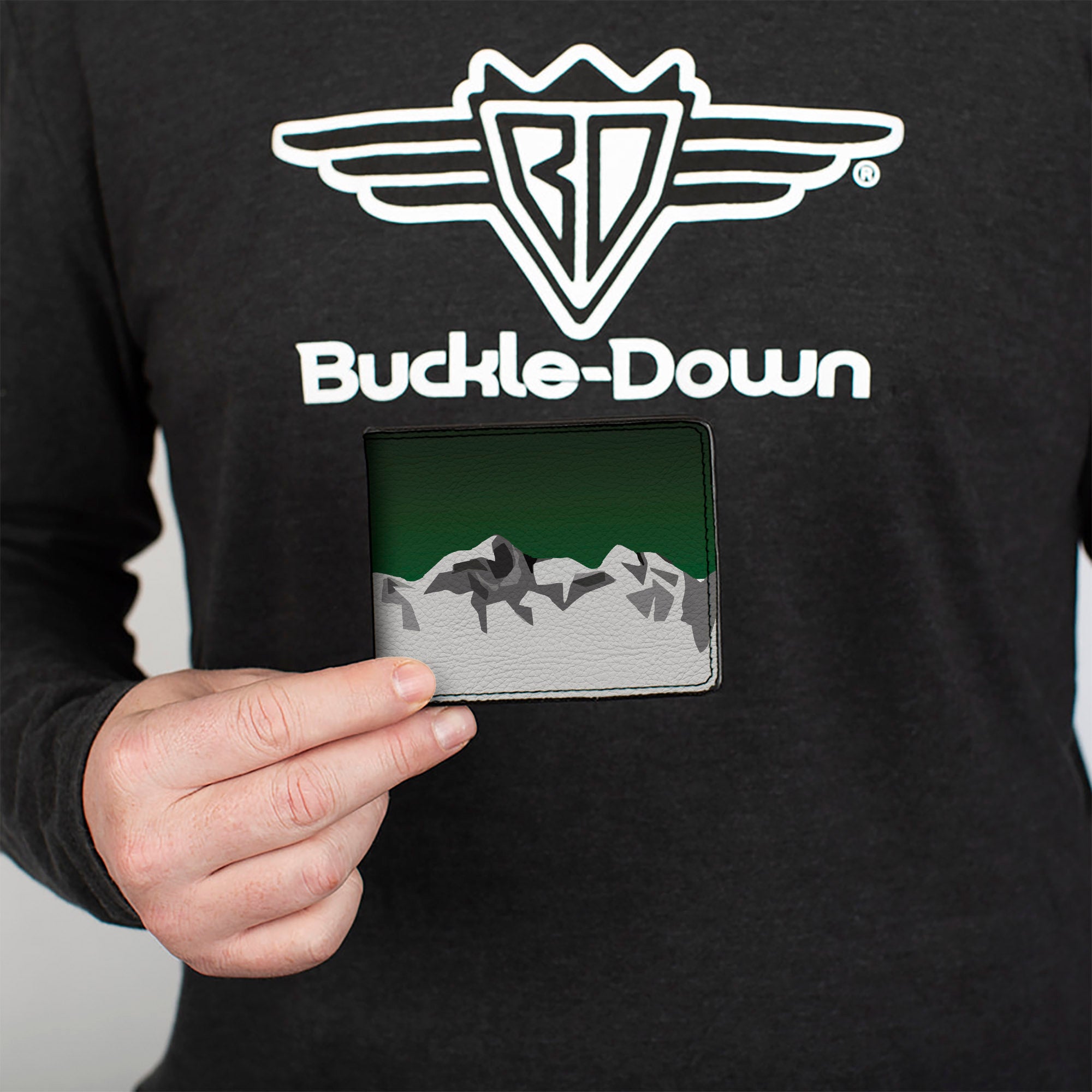Bi-Fold Wallet - Colorado Mountains Green Grays Bi-Fold Wallets Buckle-Down