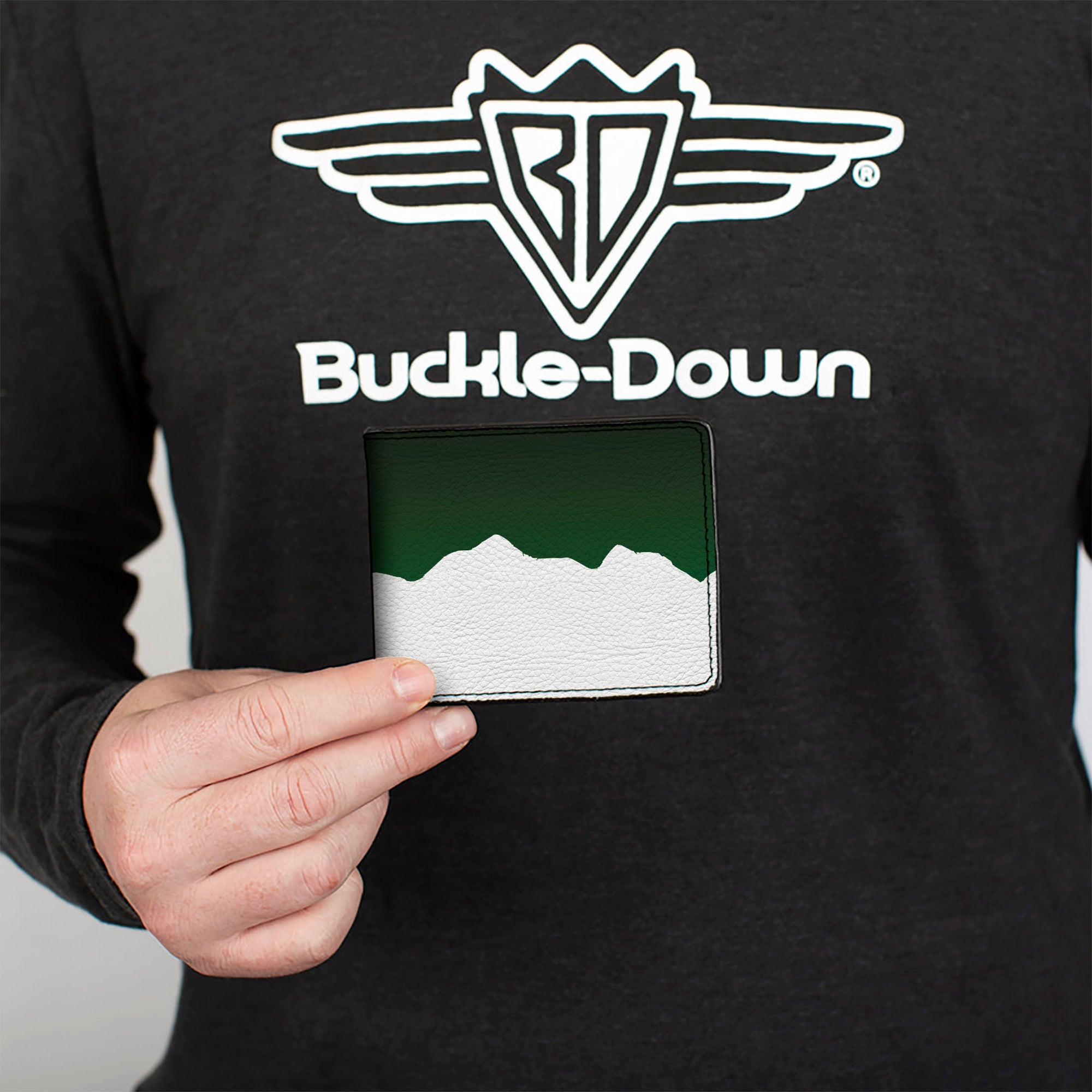 Bi-Fold Wallet - Colorado Solid Mountains Green White Bi-Fold Wallets Buckle-Down