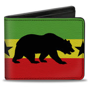 Bi-Fold Wallet - Cali Bear Star Silhouette Rasta Black Bi-Fold Wallets Buckle-Down