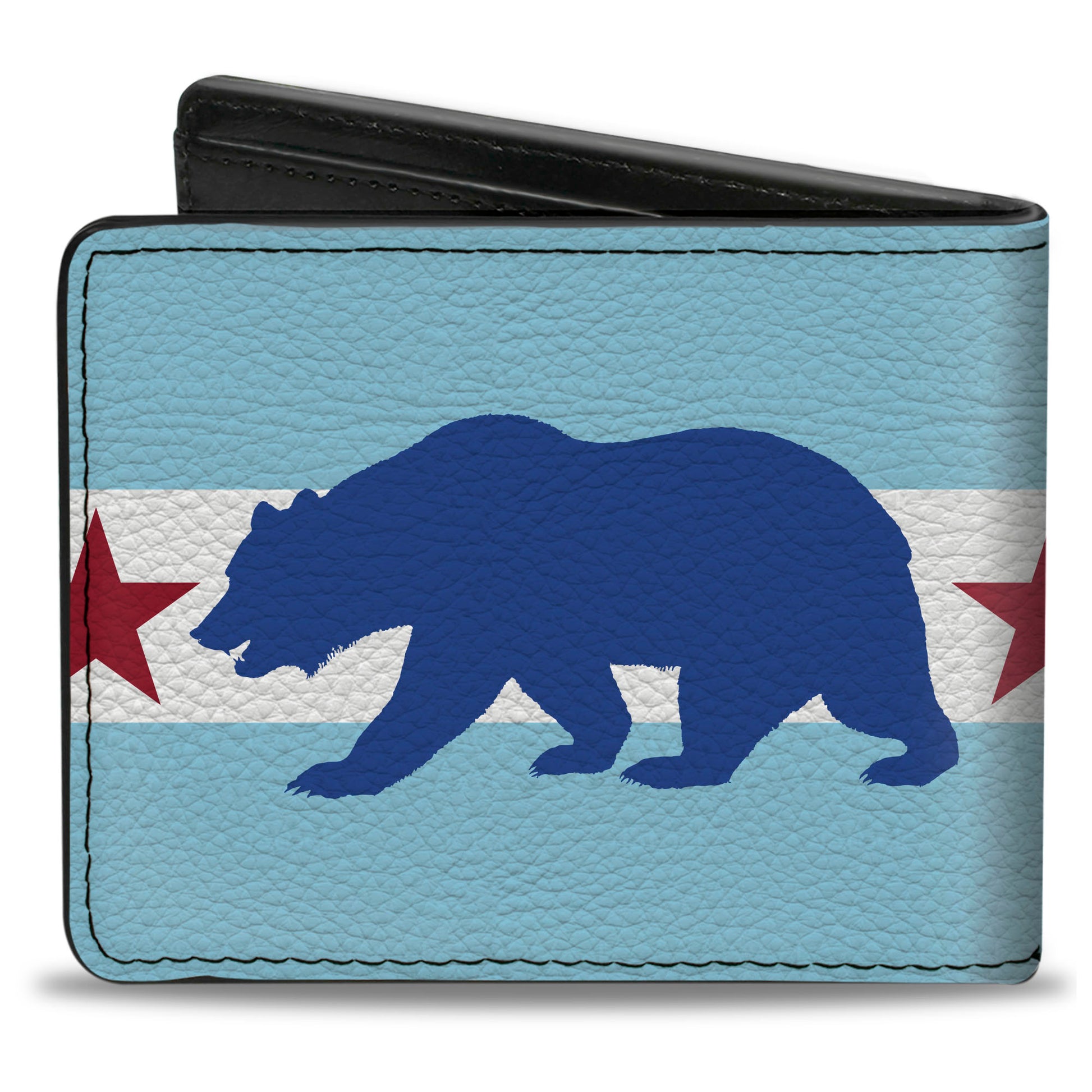 Bi-Fold Wallet - Cali Bear Star Silhouette Baby Blue White Cobalt Red Bi-Fold Wallets Buckle-Down