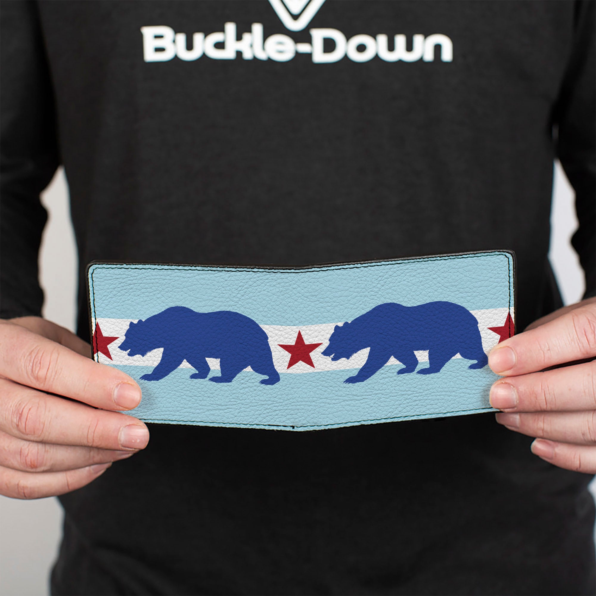Bi-Fold Wallet - Cali Bear Star Silhouette Baby Blue White Cobalt Red Bi-Fold Wallets Buckle-Down