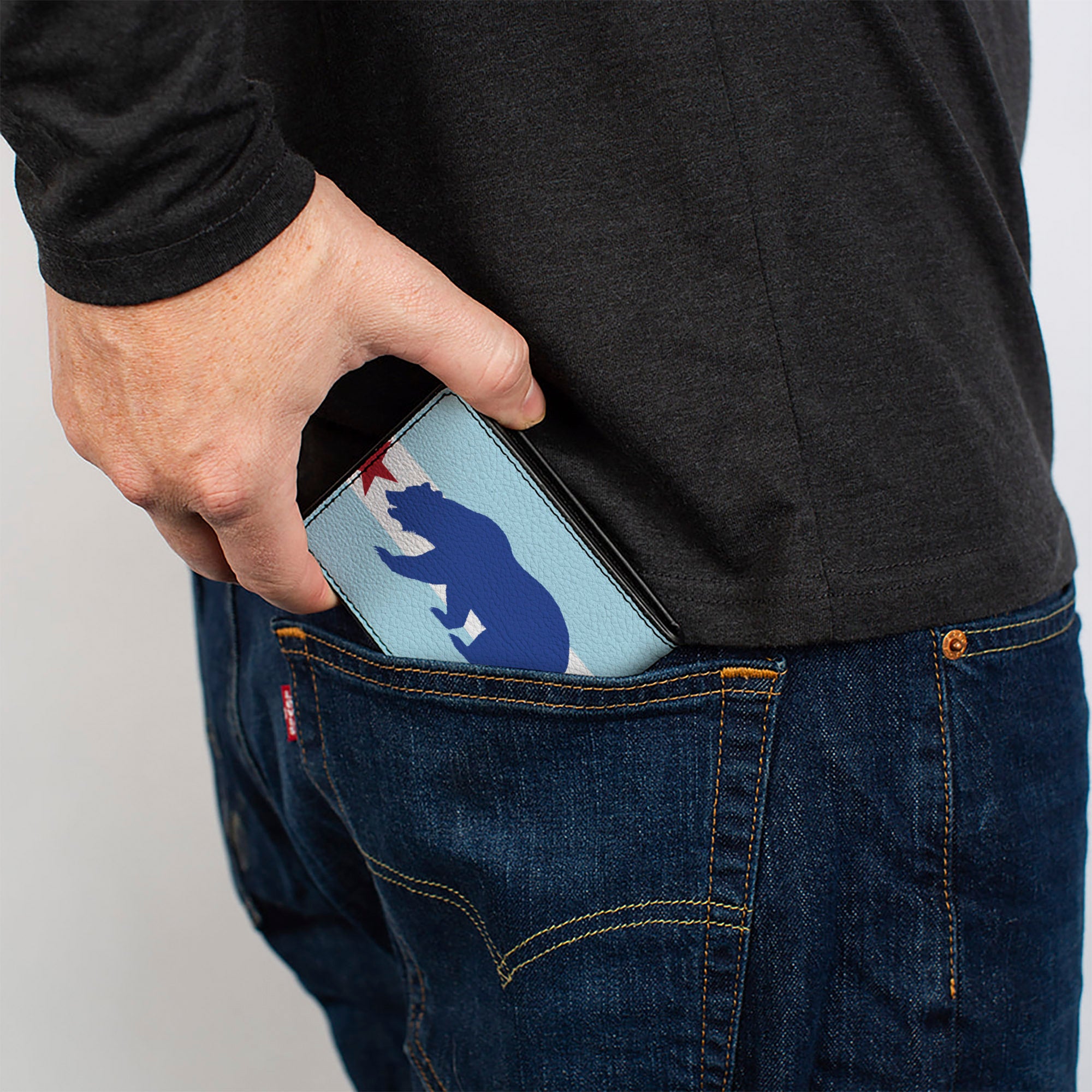 Bi-Fold Wallet - Cali Bear Star Silhouette Baby Blue White Cobalt Red Bi-Fold Wallets Buckle-Down