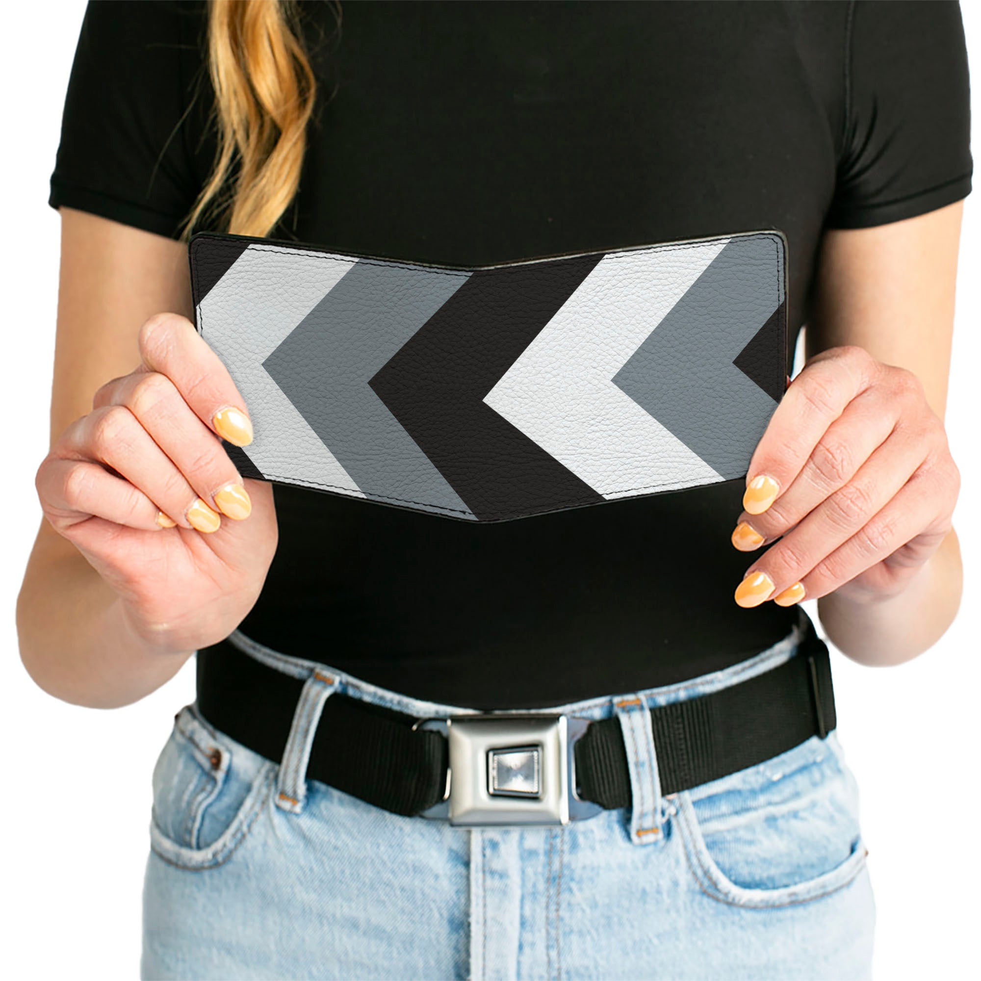 Bi-Fold Wallet - Chevron White Gray Black Bi-Fold Wallets Buckle-Down
