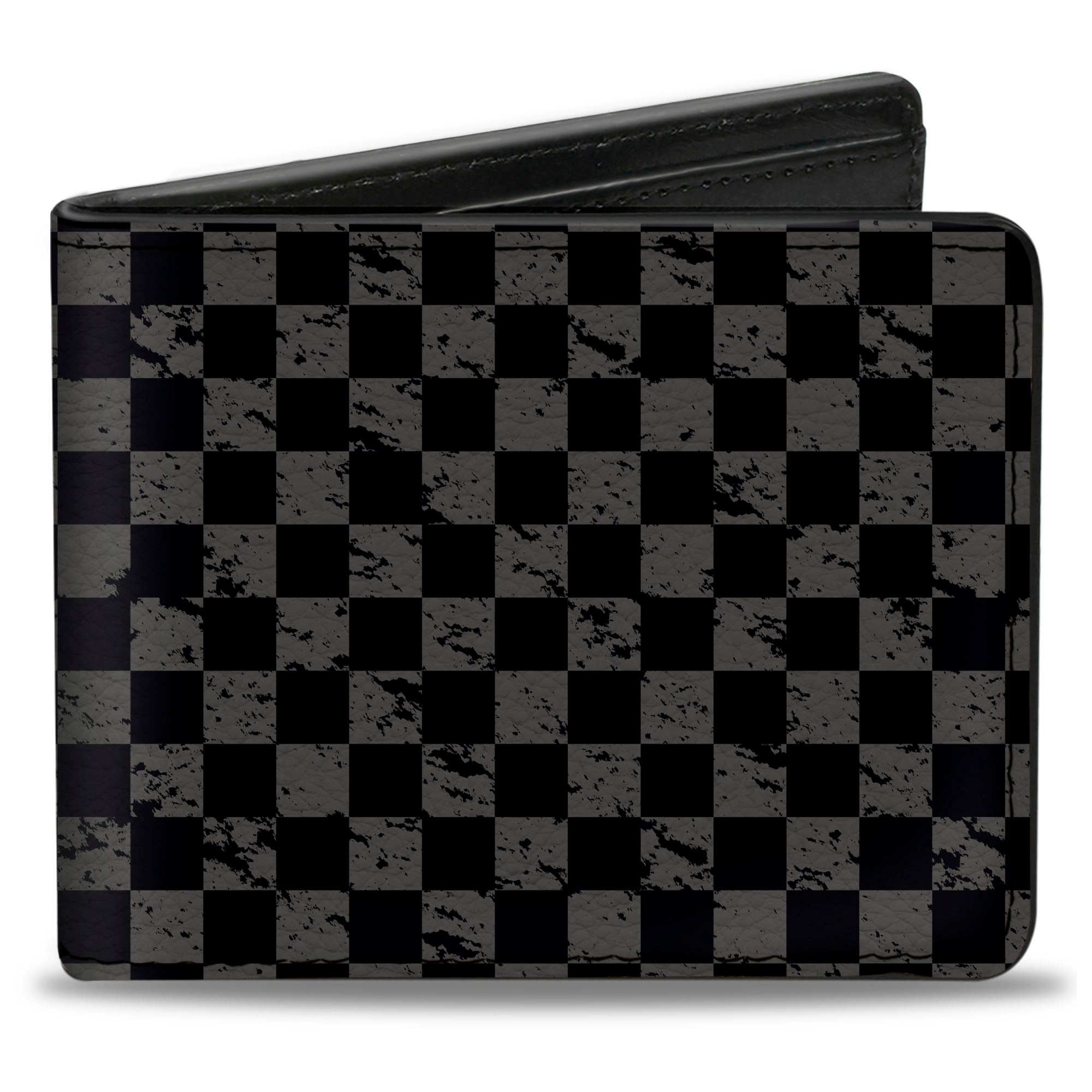 Bi-Fold Wallet - Checker Weathered2 Black Gray Bi-Fold Wallets Buckle-Down