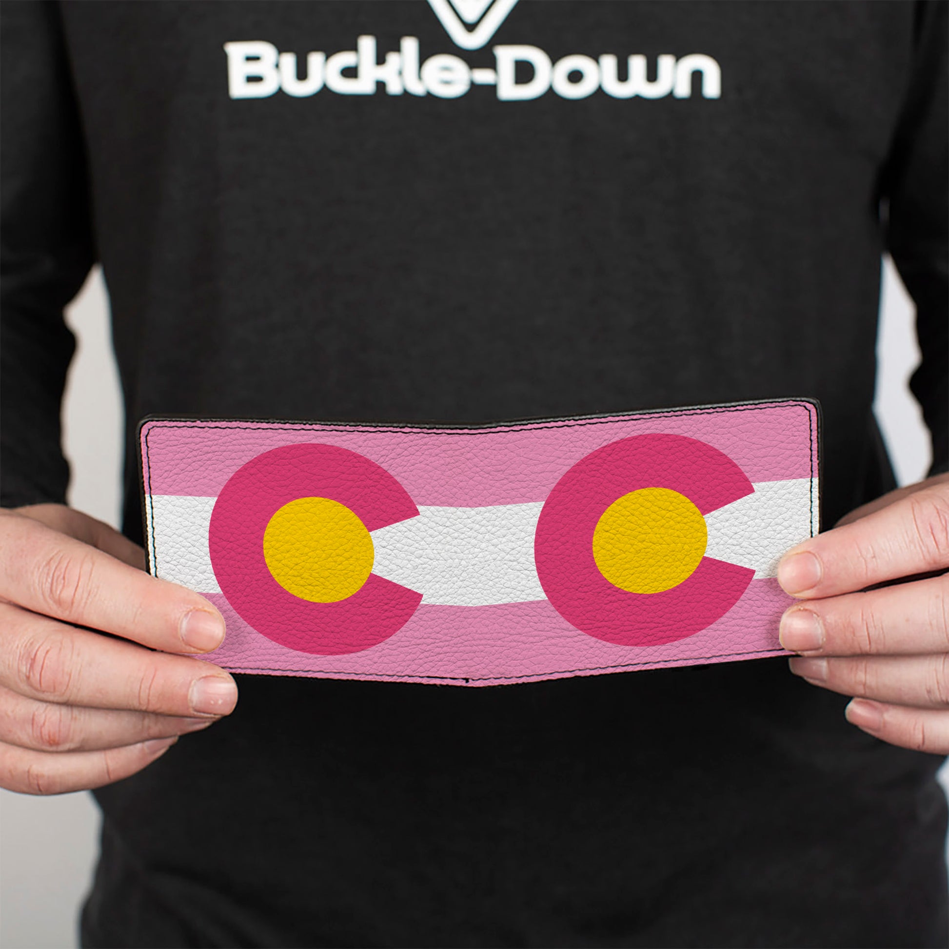Bi-Fold Wallet - Colorado Flags5 Repeat Light Pink White Pink Yellow Bi-Fold Wallets Buckle-Down