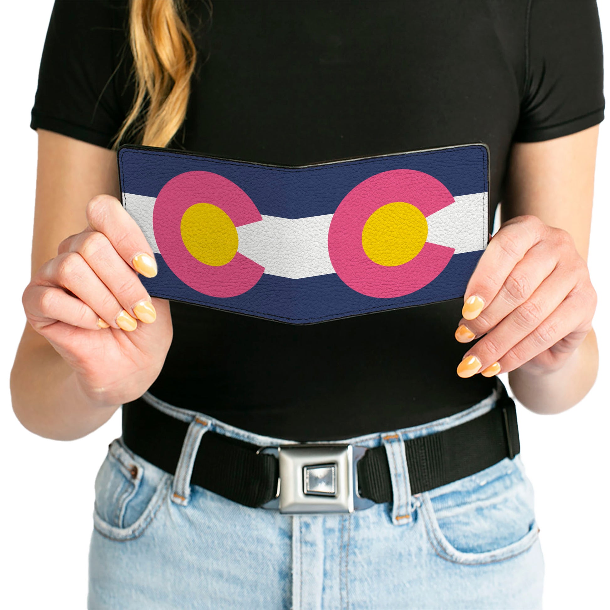 Bi-Fold Wallet - Colorado Flags6 Repeat Blue White Pink Yellow Bi-Fold Wallets Buckle-Down