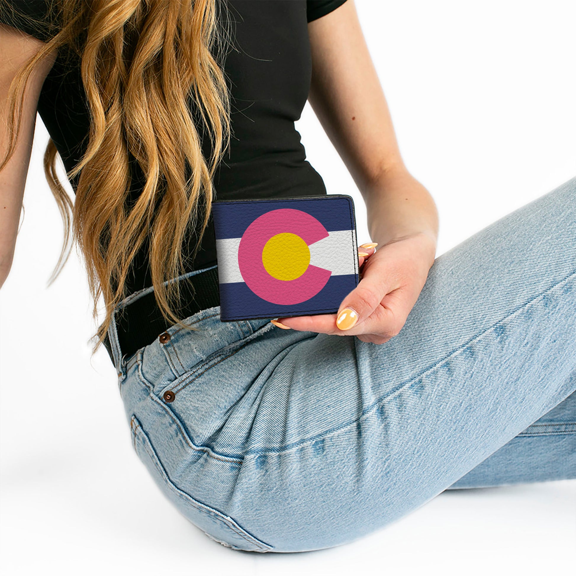 Bi-Fold Wallet - Colorado Flags6 Repeat Blue White Pink Yellow Bi-Fold Wallets Buckle-Down