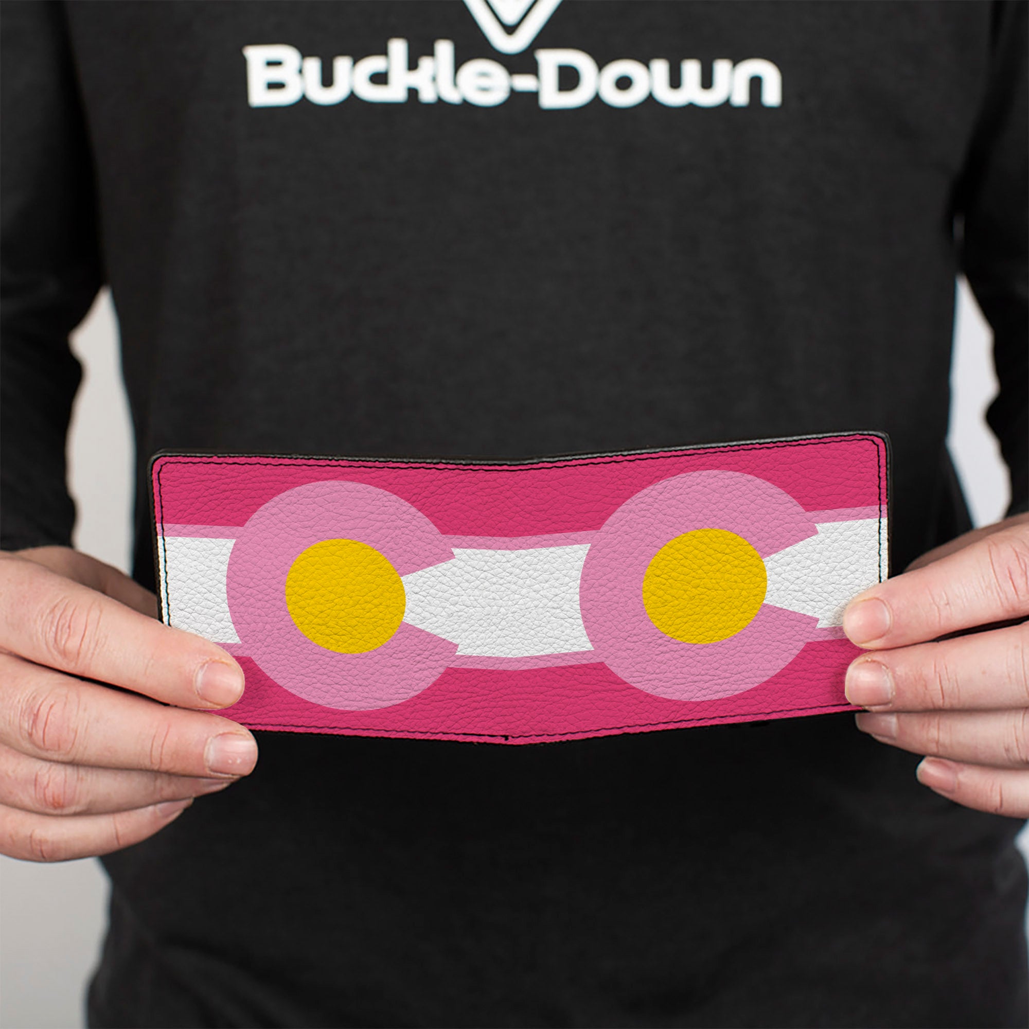 Bi-Fold Wallet - Colorado Flags7 Repeat Pinks White Light Pink Yellow Bi-Fold Wallets Buckle-Down