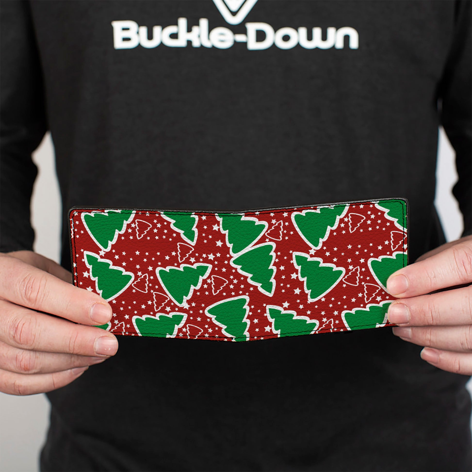 Bi-Fold Wallet - Christmas Trees Stars Red White Green Bi-Fold Wallets Buckle-Down