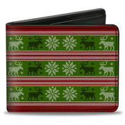 Bi-Fold Wallet - Christmas Stitch Moose Snowflakes Red Green Bi-Fold Wallets Buckle-Down