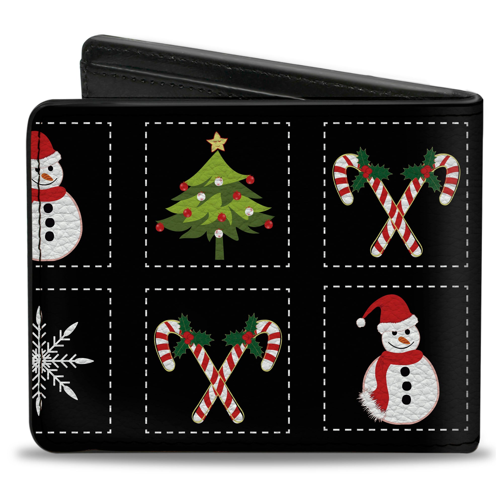 Bi-Fold Wallet - Christmas Blocks Black White Multi Color Bi-Fold Wallets Buckle-Down