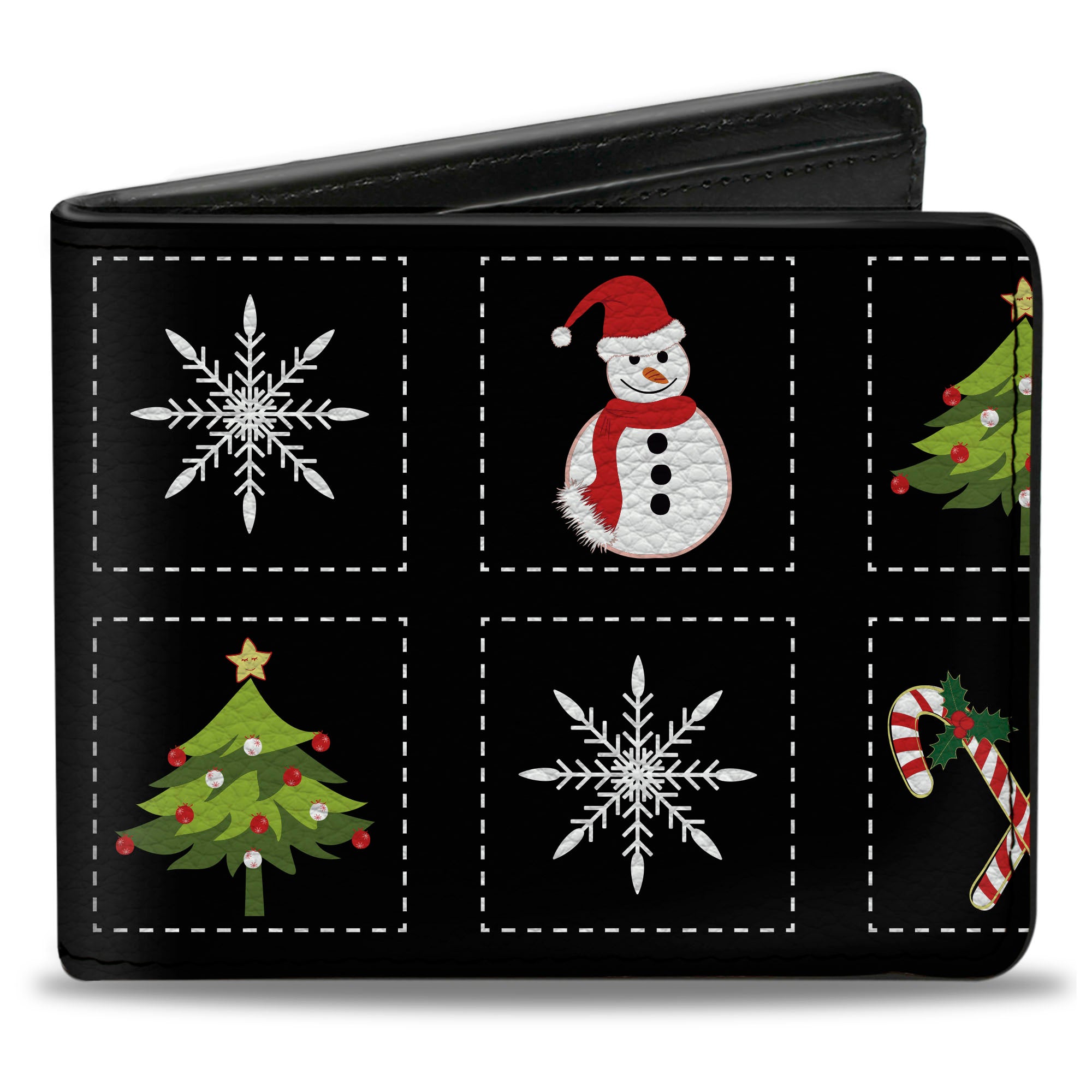 Bi-Fold Wallet - Christmas Blocks Black White Multi Color Bi-Fold Wallets Buckle-Down
