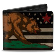 Bi-Fold Wallet - Cali Bear Star US Flag Stretch Black White Red Bi-Fold Wallets Buckle-Down