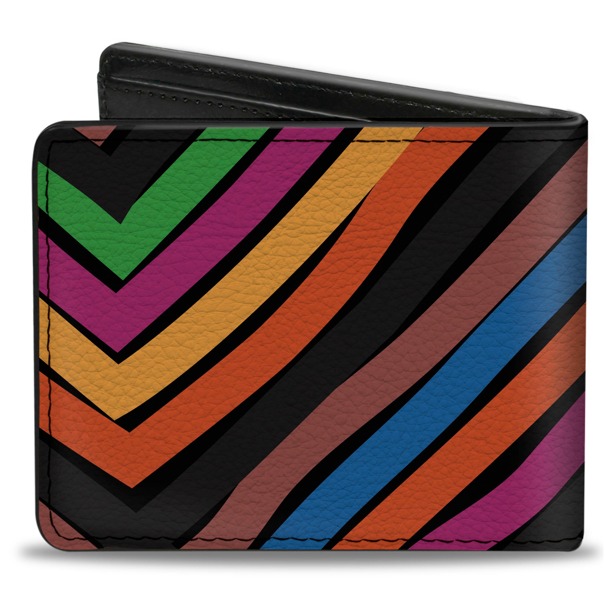 Bi-Fold Wallet - Chevron Freehand CLOSE-UP Multi Color Bi-Fold Wallets Buckle-Down