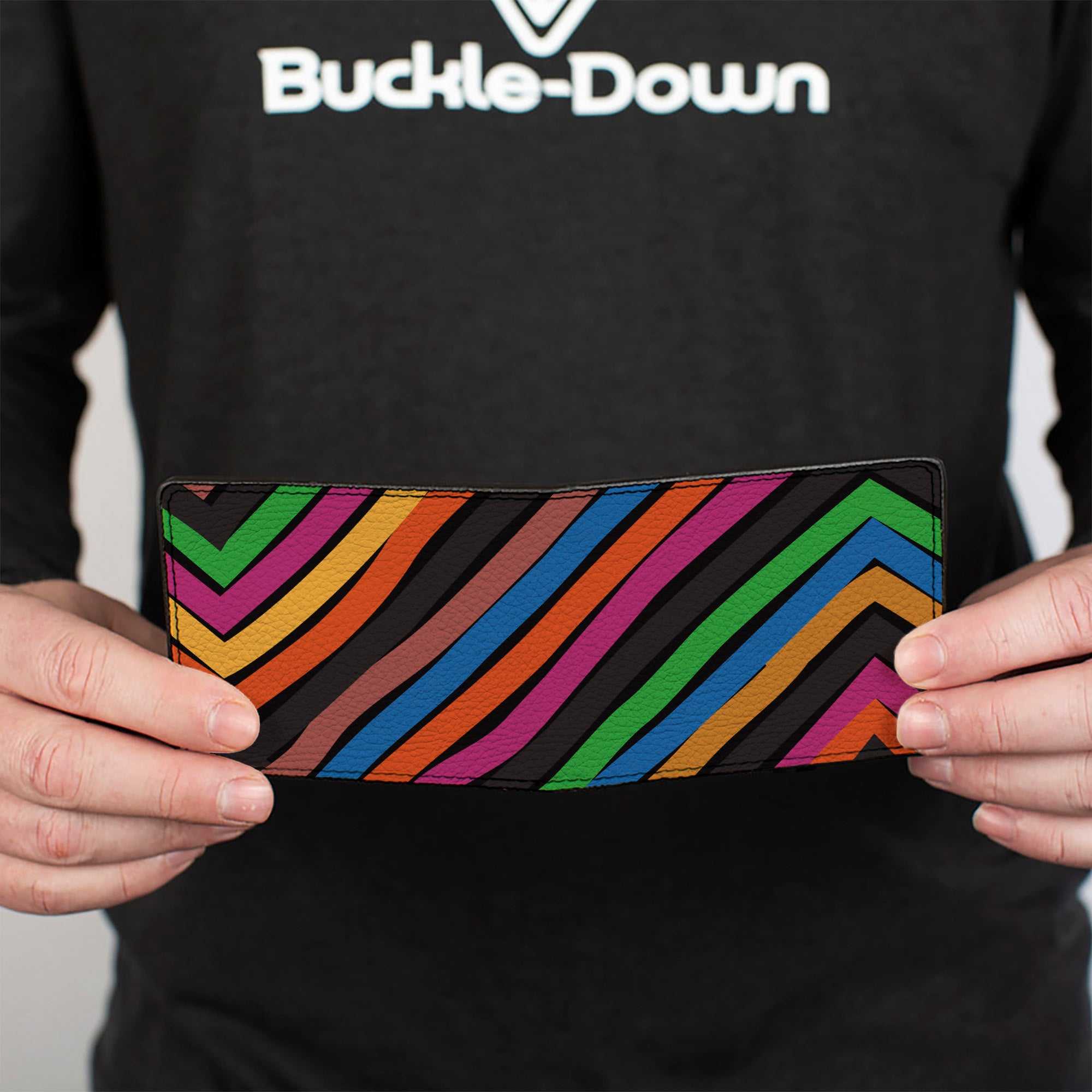 Bi-Fold Wallet - Chevron Freehand CLOSE-UP Multi Color Bi-Fold Wallets Buckle-Down