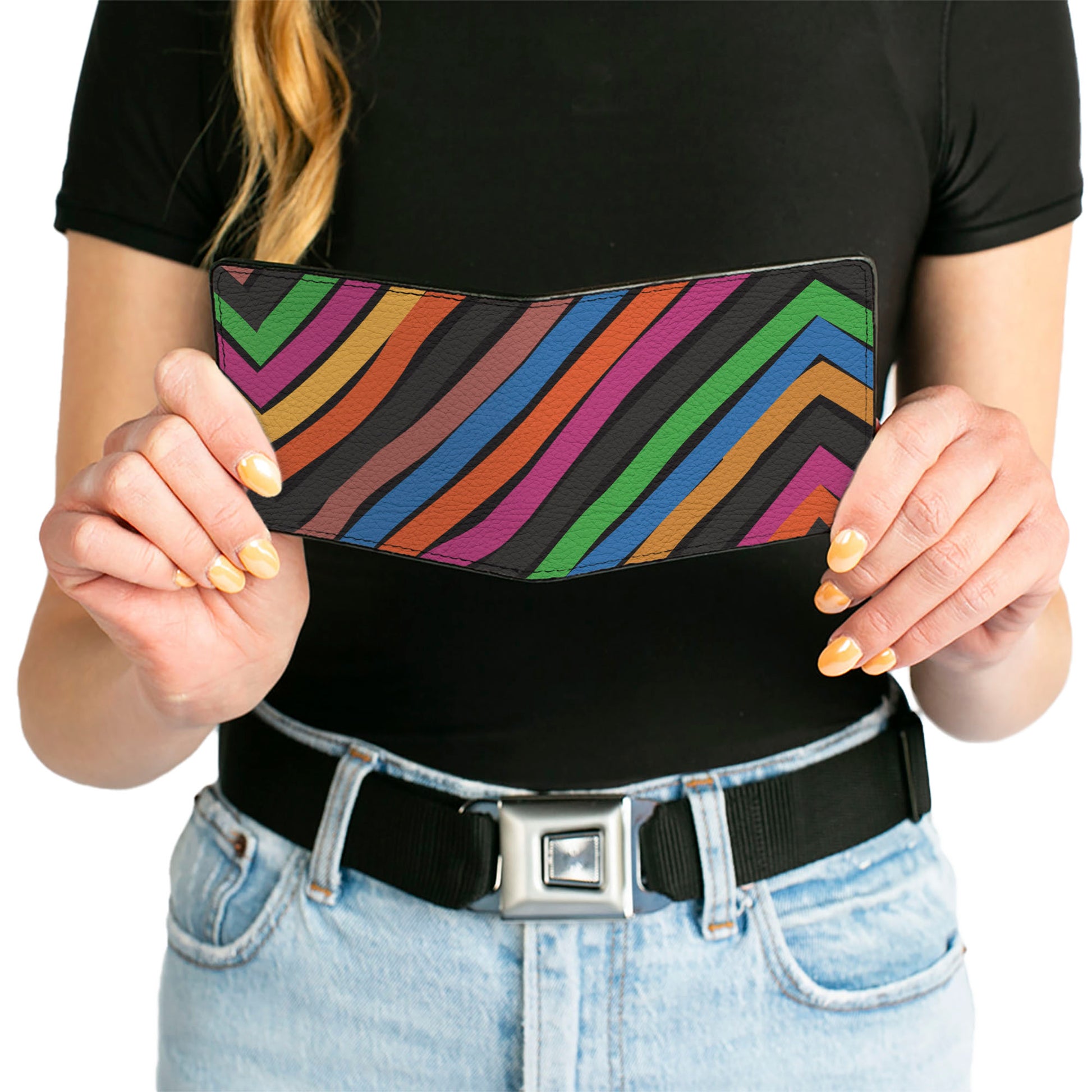 Bi-Fold Wallet - Chevron Freehand CLOSE-UP Multi Color Bi-Fold Wallets Buckle-Down