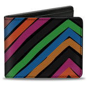 Bi-Fold Wallet - Chevron Freehand CLOSE-UP Multi Color Bi-Fold Wallets Buckle-Down