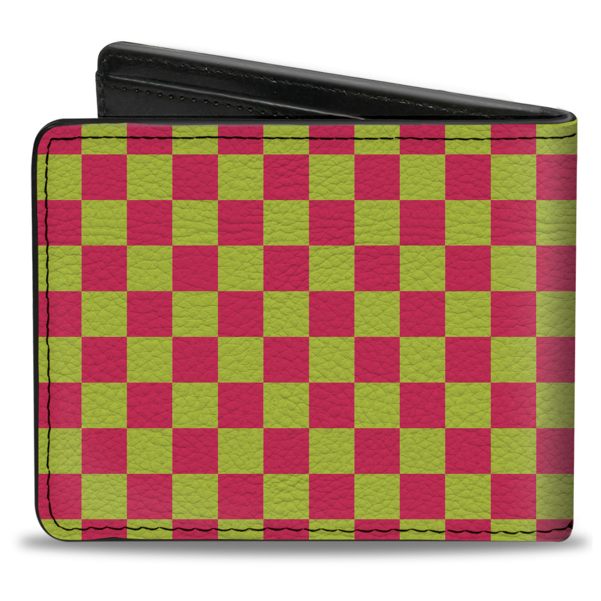 Bi-Fold Wallet - Checker Fluorescent Pink Yellow Bi-Fold Wallets Buckle-Down