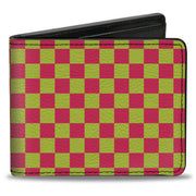 Bi-Fold Wallet - Checker Fluorescent Pink Yellow Bi-Fold Wallets Buckle-Down