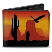 Bi-Fold Wallet - Cowboy Silhouette Western Landscape Reds Black Bi-Fold Wallets Buckle-Down