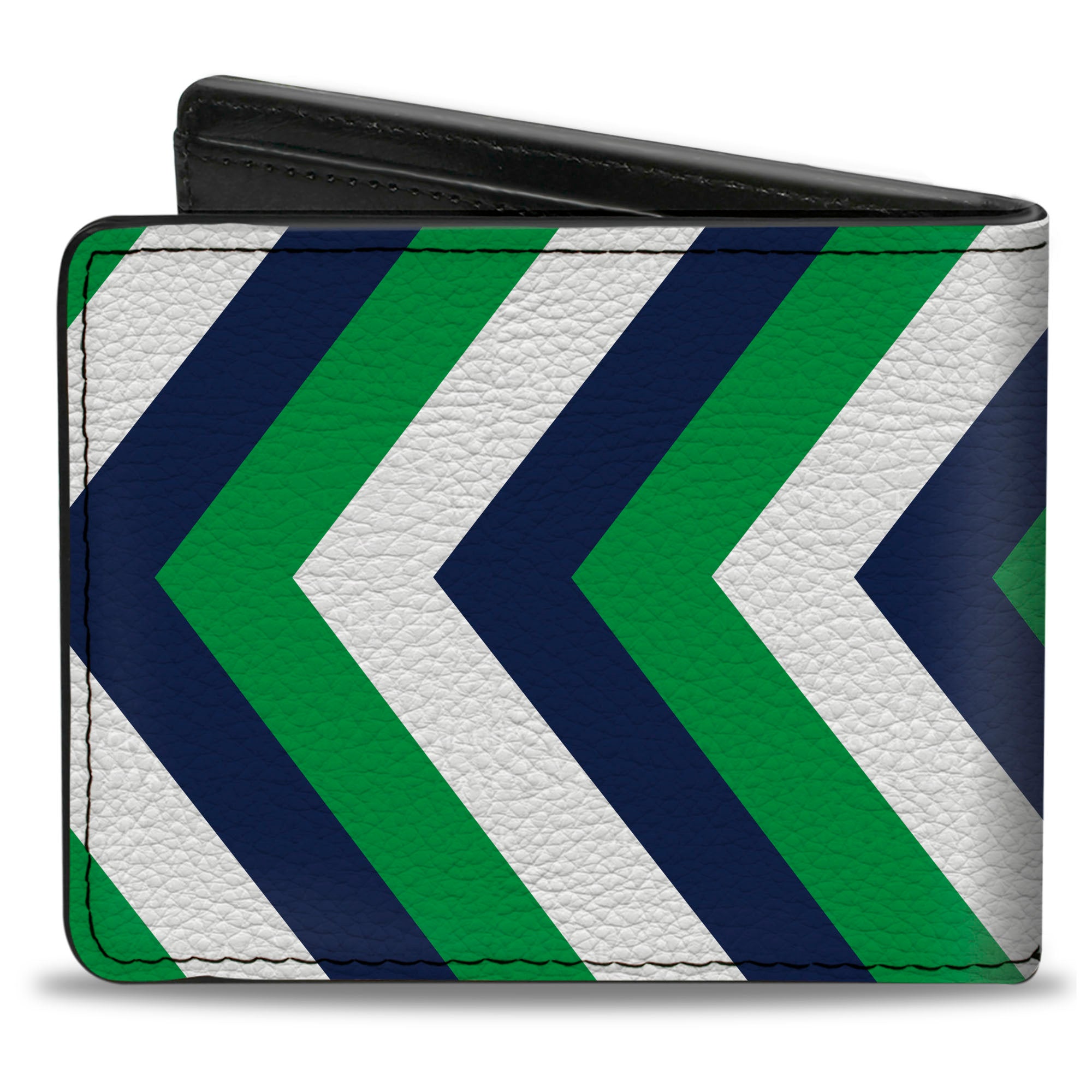 Bi-Fold Wallet - Chevron White Bright Green Navy Bi-Fold Wallets Buckle-Down