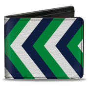 Bi-Fold Wallet - Chevron White Bright Green Navy Bi-Fold Wallets Buckle-Down