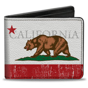 Bi-Fold Wallet - CALIFORNIA Bear Star Crackle Stripe White Gray Red Bi-Fold Wallets Buckle-Down
