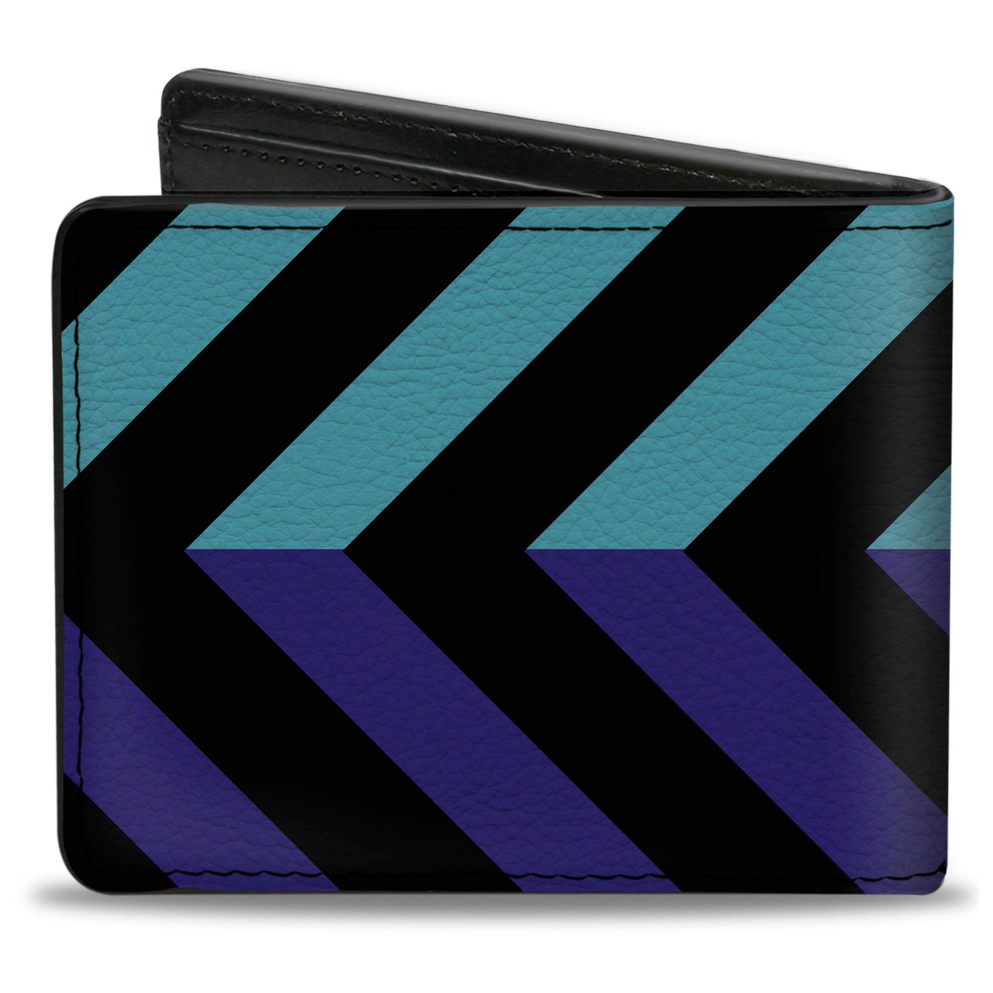 Bi-Fold Wallet - Chevron3 Split Turquoise Purple Black Bi-Fold Wallets Buckle-Down