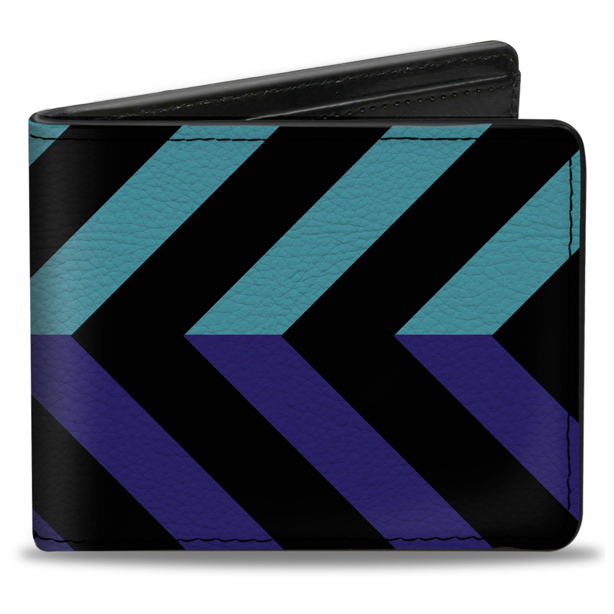 Bi-Fold Wallet - Chevron3 Split Turquoise Purple Black Bi-Fold Wallets Buckle-Down
