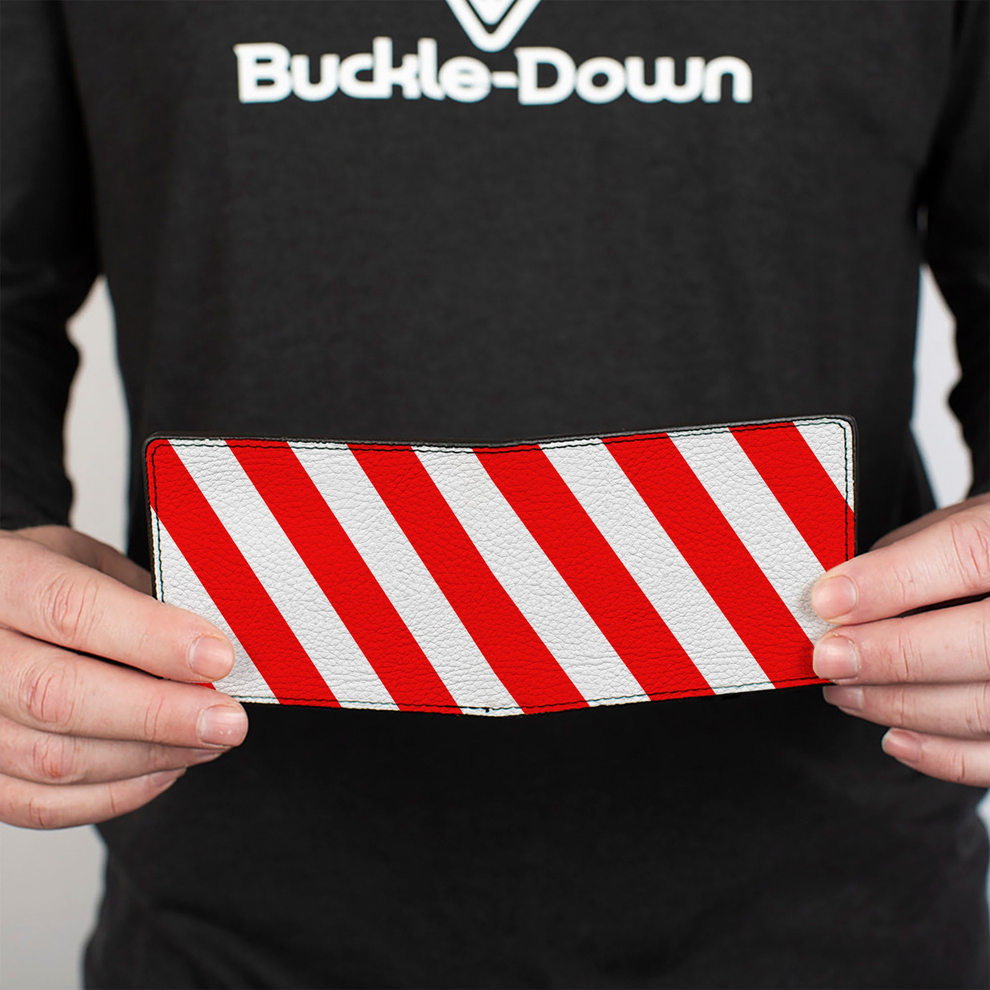 Bi-Fold Wallet - Candy Cane2 Stripe White Red Bi-Fold Wallets Buckle-Down