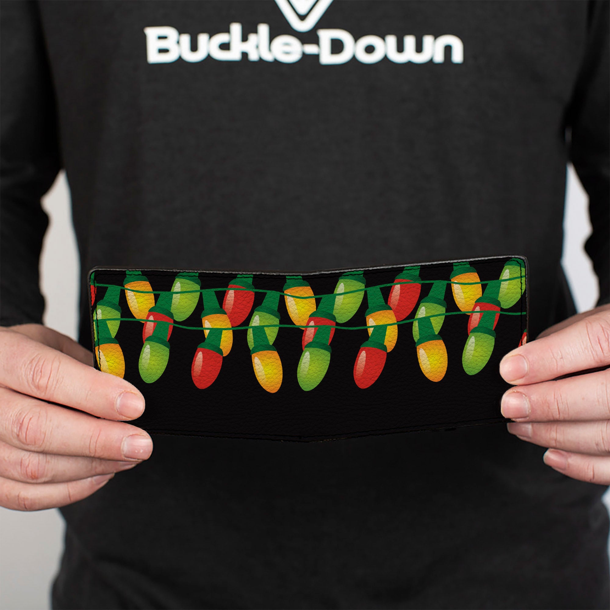 Bi-Fold Wallet - Christmas Lights Black Multi Color Bi-Fold Wallets Buckle-Down