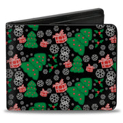 Bi-Fold Wallet - Christmas Collage Black White Green Red Bi-Fold Wallets Buckle-Down