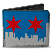 Bi-Fold Wallet - Chicago Skyline Flag Distressed Black White Red Bi-Fold Wallets Buckle-Down