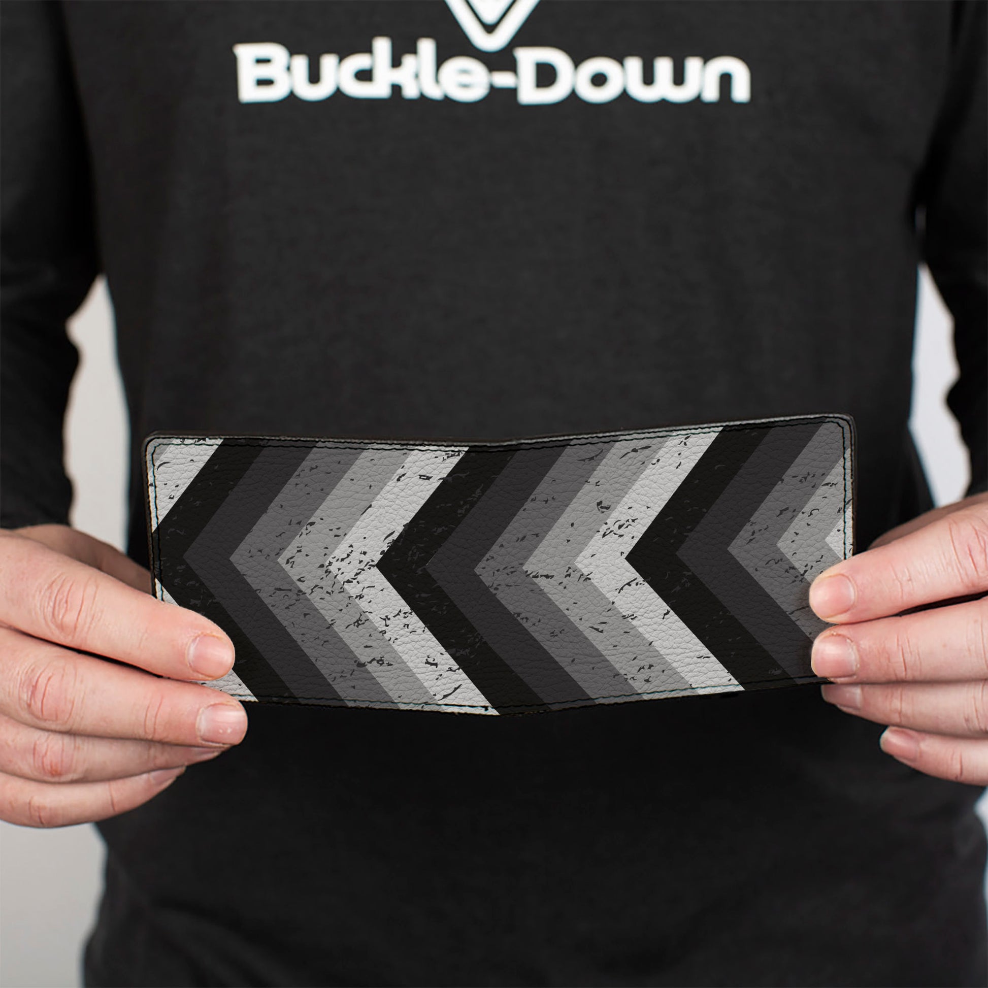 Bi-Fold Wallet - Chevron Weathered Black Grays Bi-Fold Wallets Buckle-Down