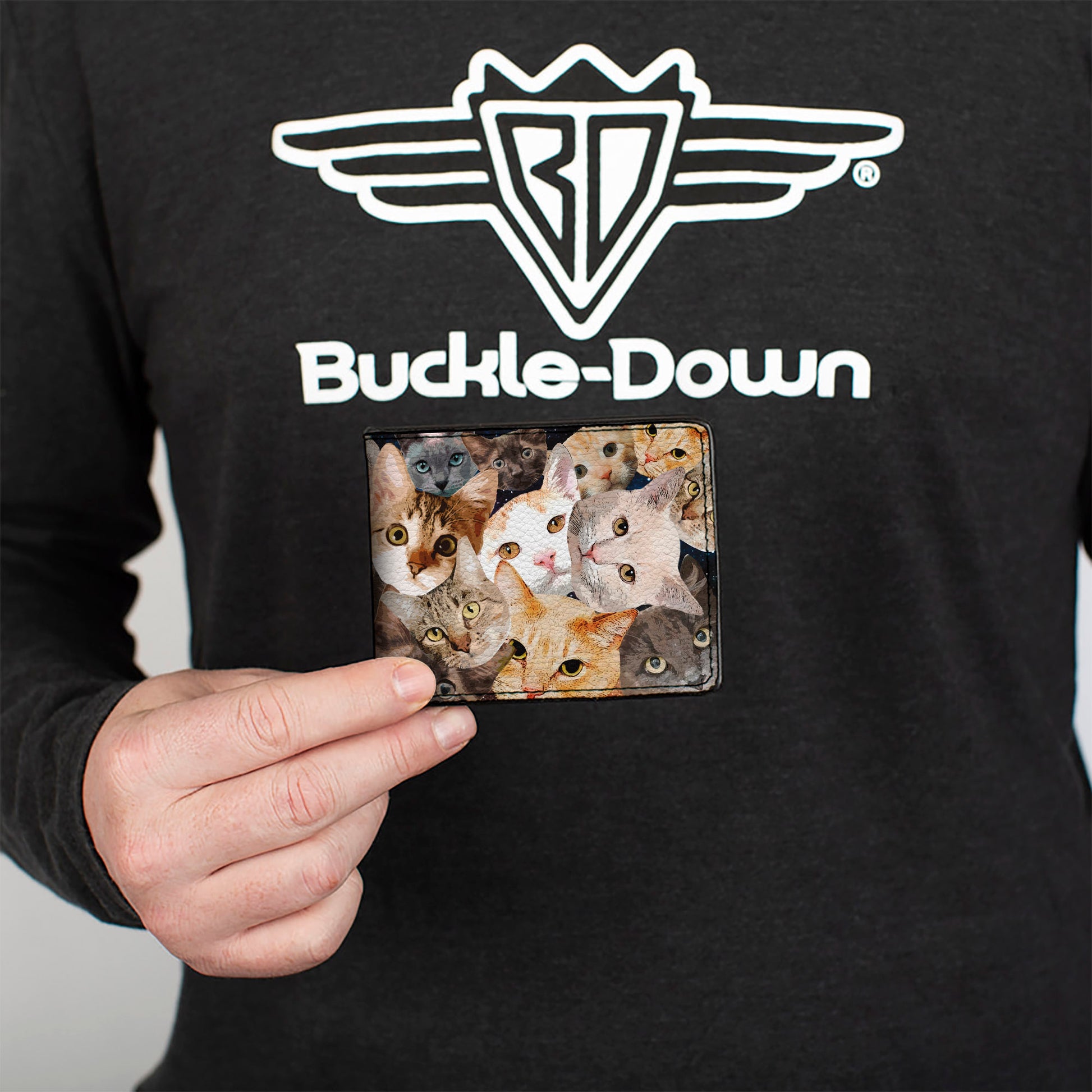 Bi-Fold Wallet - Cat Faces Stacked Bi-Fold Wallets Buckle-Down