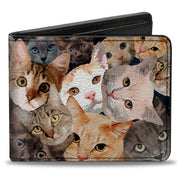 Bi-Fold Wallet - Cat Faces Stacked Bi-Fold Wallets Buckle-Down