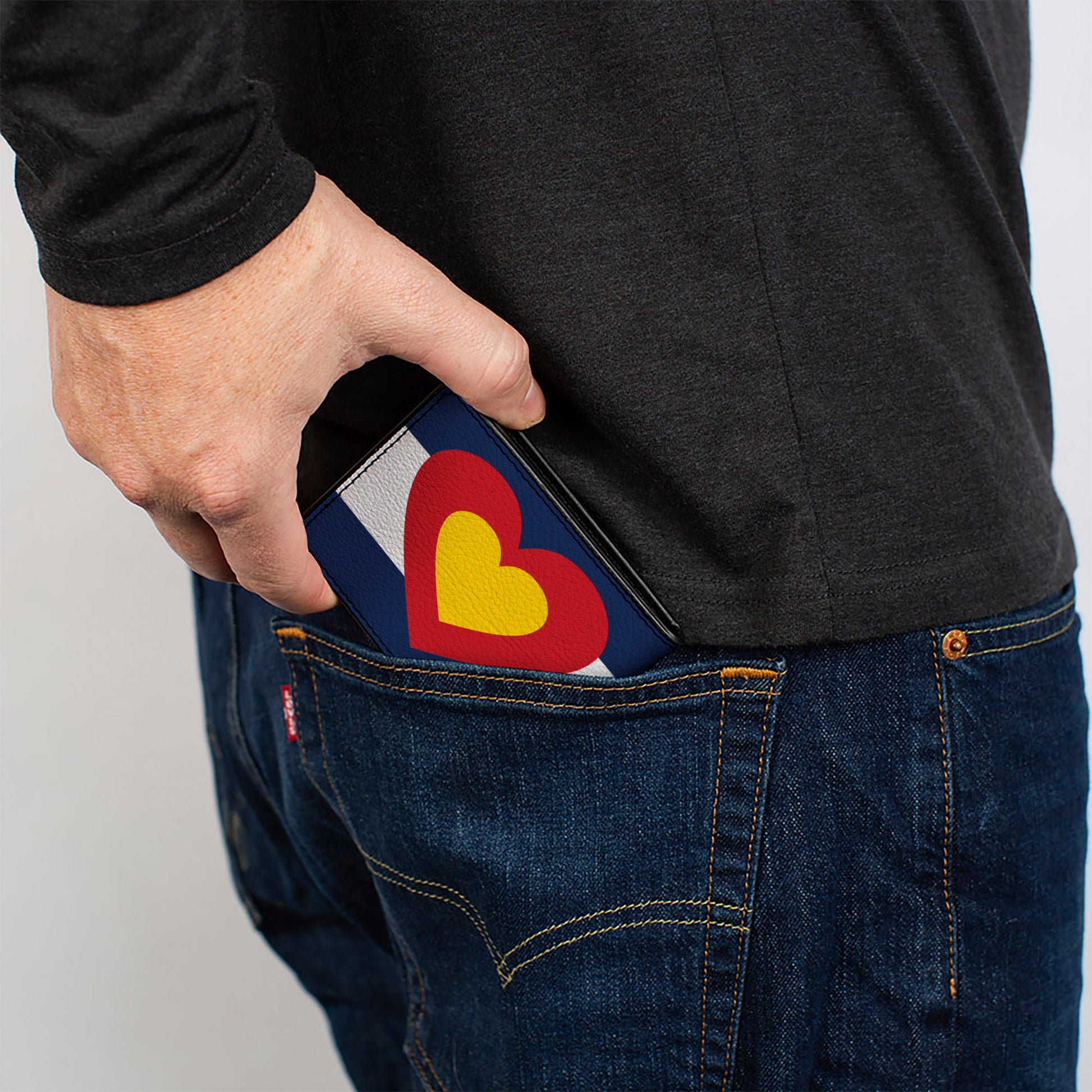 Bi-Fold Wallet - Colorado Heart Blue White Red Yellow Bi-Fold Wallets Buckle-Down