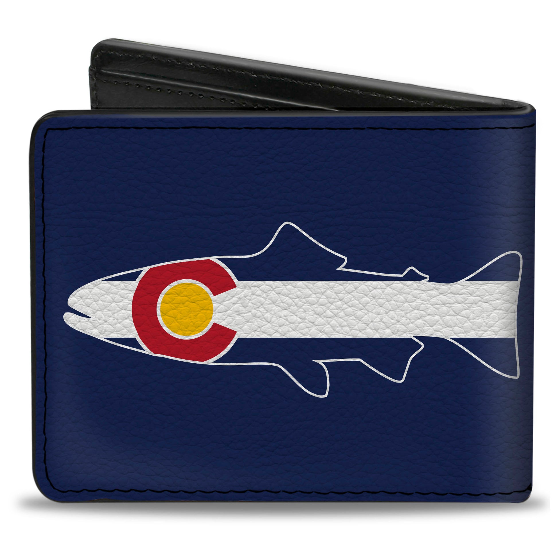 Bi-Fold Wallet - Colorado Trout Flag Snowy Mountains Blues White Red Yellow Bi-Fold Wallets Buckle-Down
