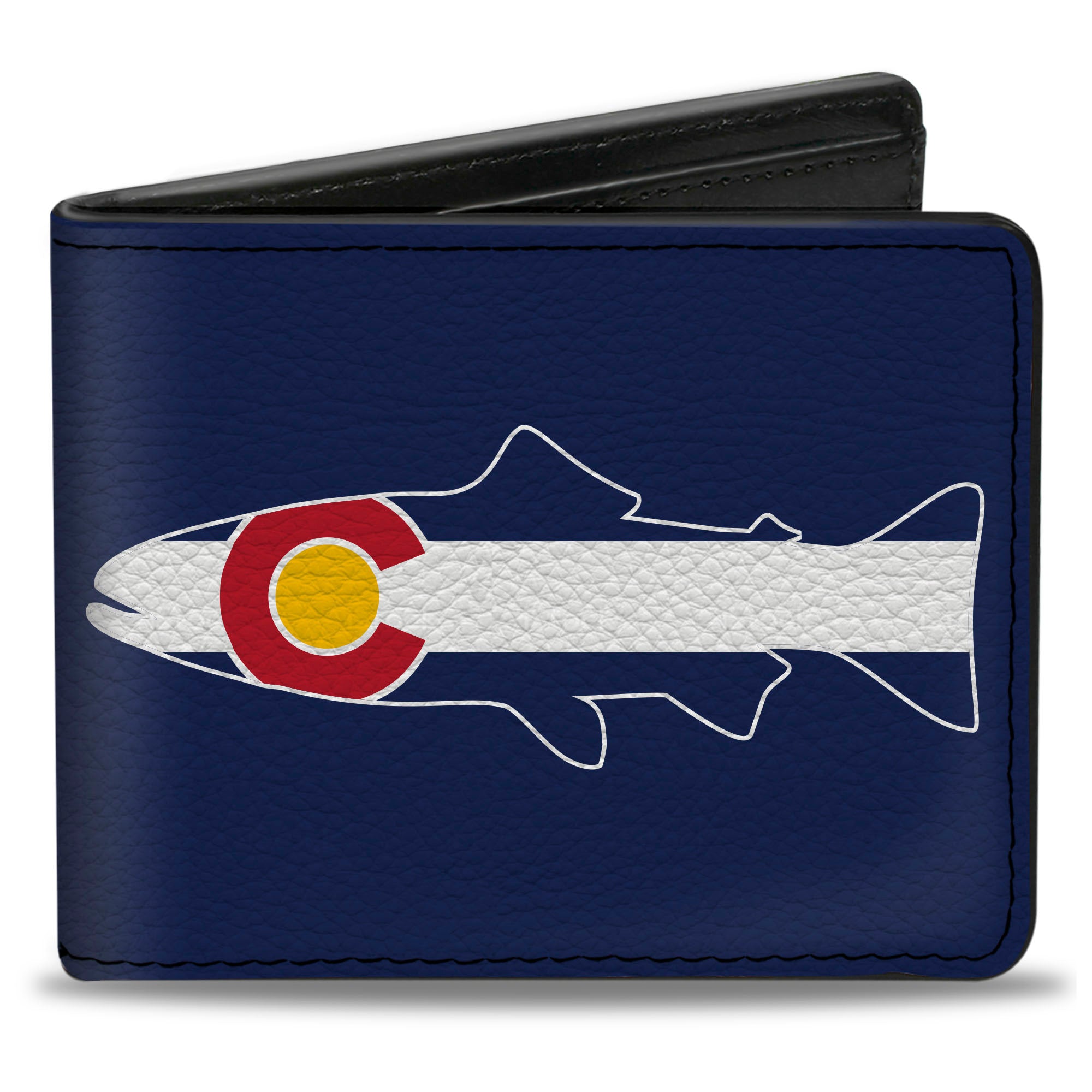 Bi-Fold Wallet - Colorado Trout Flag Snowy Mountains Blues White Red Yellow Bi-Fold Wallets Buckle-Down