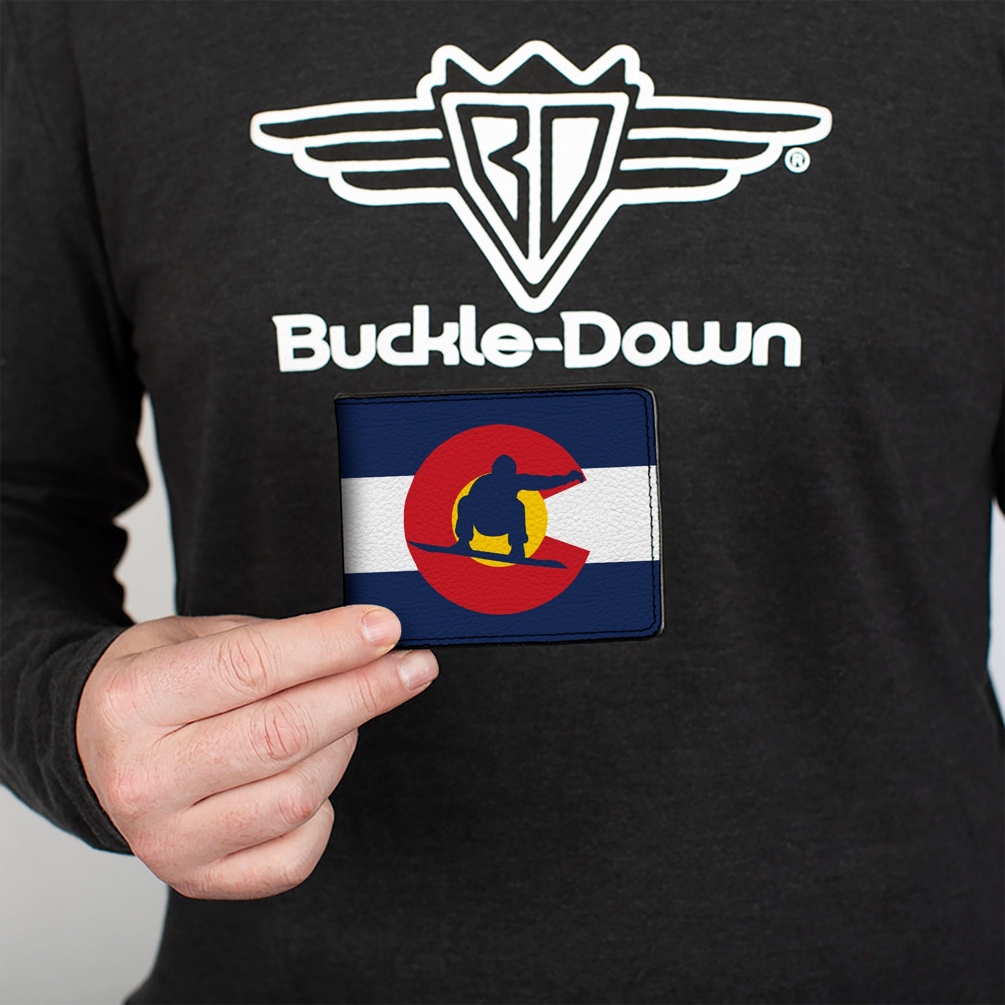 Bi-Fold Wallet - Colorado Flag Snowboarder Blue White Red Yellow Bi-Fold Wallets Buckle-Down