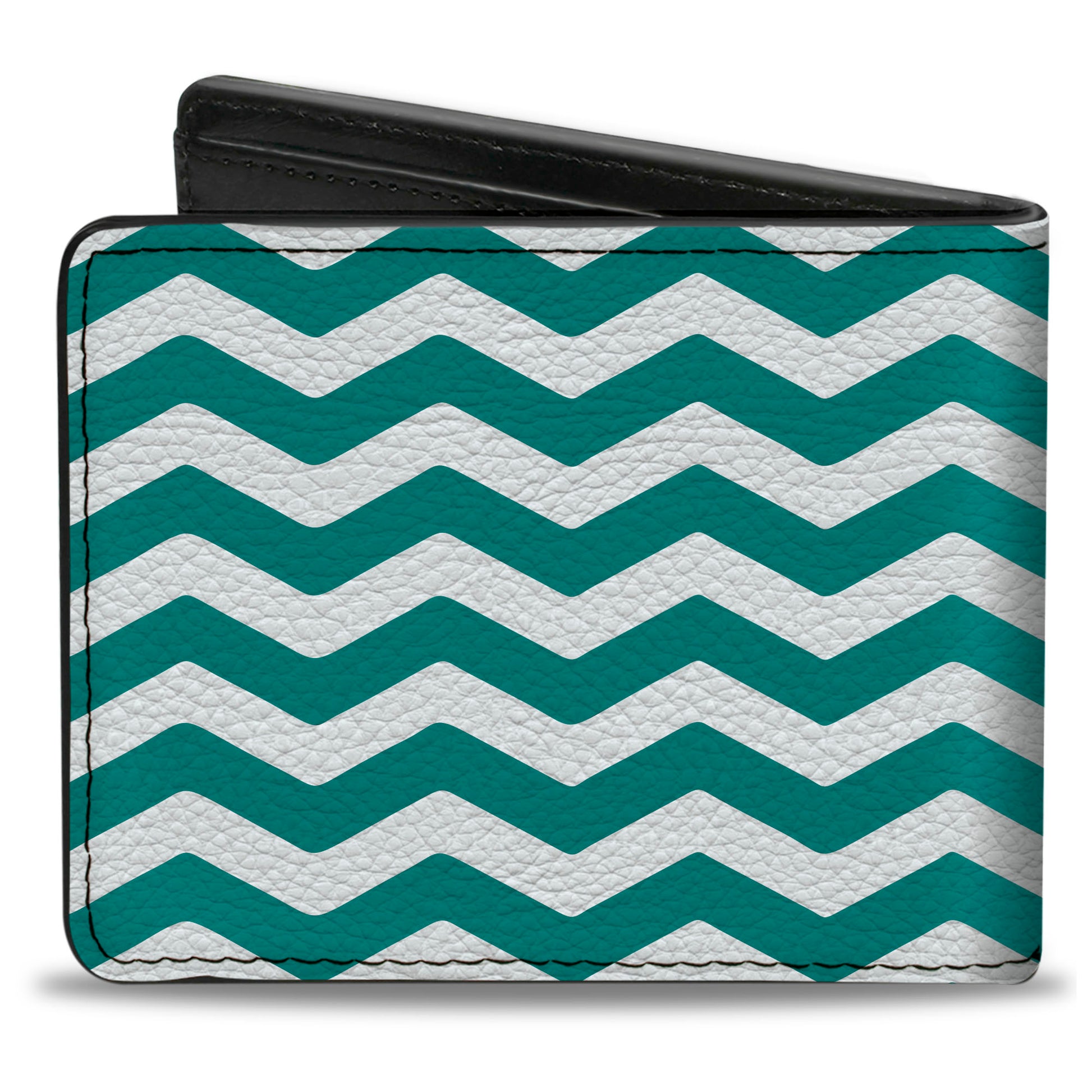 Bi-Fold Wallet - Chevron Stripe White Teal Bi-Fold Wallets Buckle-Down
